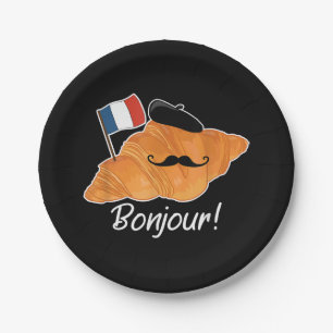 French Croissant Lover France Flag Francophile Paper Plate