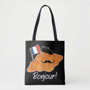French Croissant Lover France Flag Francophile Tote Bag
