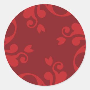 French Damask, Ornaments, Swirls - Red Classic Round Sticker