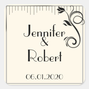 French Deco Rose Black Cream Wedding Envelope Seal