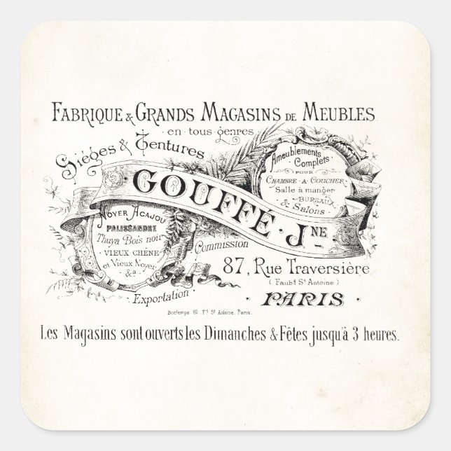 French Department Store Sign Square Sticker (Front)
