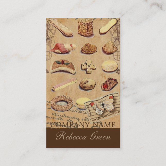 french dessert cake pastry cookies bakery business card (Front)