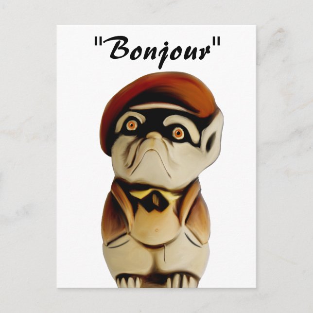 French Dog Bonjour Postcard (Front)
