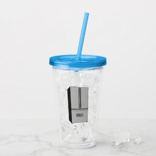French door refrigerator cartoon illustration acrylic tumbler