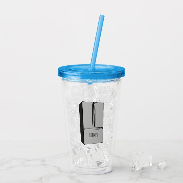 French door refrigerator cartoon illustration acrylic tumbler (Back Ice)