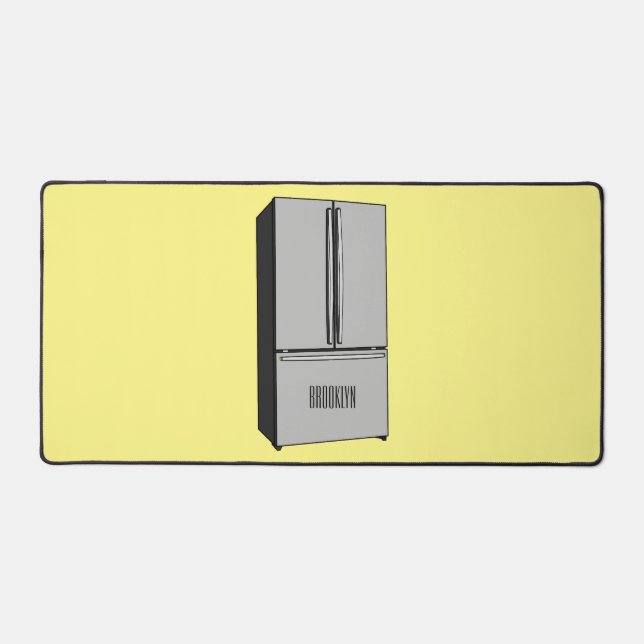 French door refrigerator cartoon illustration desk mat (Front)