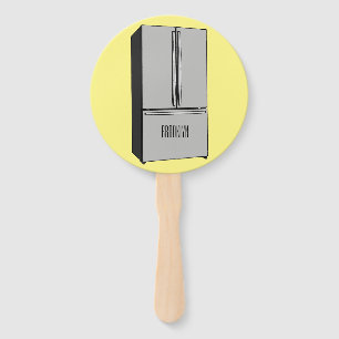 French door refrigerator cartoon illustration hand fan