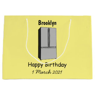 French door refrigerator cartoon illustration large gift bag