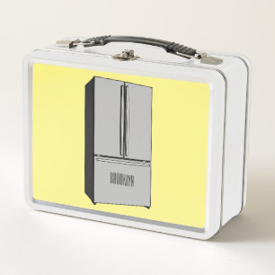 French door refrigerator cartoon illustration metal lunch box