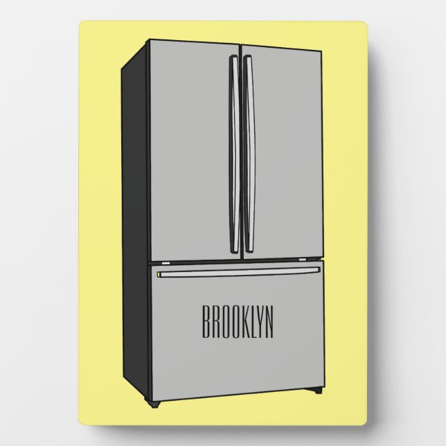 French door refrigerator cartoon illustration plaque (Front)