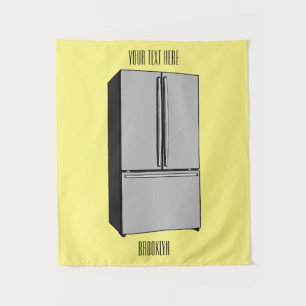 French door refrigerator cartoon illustration tapestry