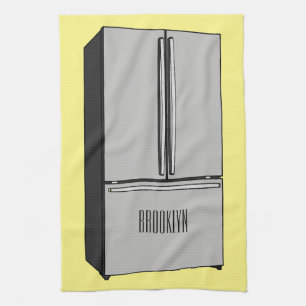 French door refrigerator cartoon illustration tea towel