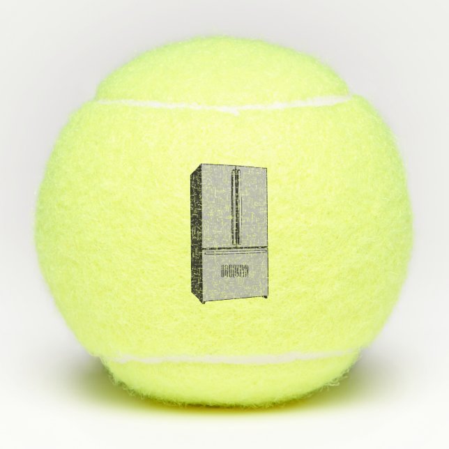 French door refrigerator cartoon illustration tennis balls (Front)