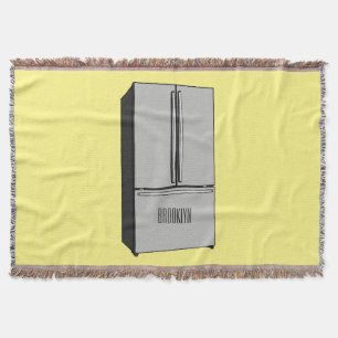 French door refrigerator cartoon illustration throw blanket