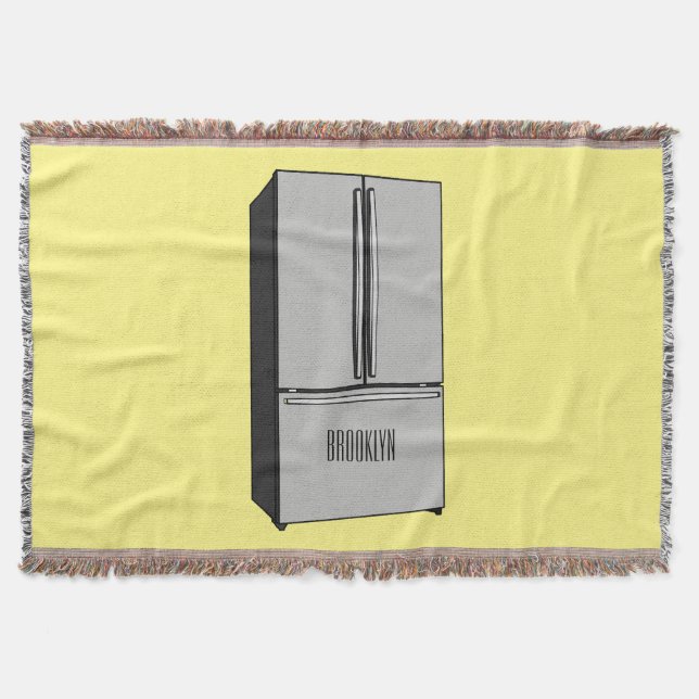 French door refrigerator cartoon illustration throw blanket (Front)