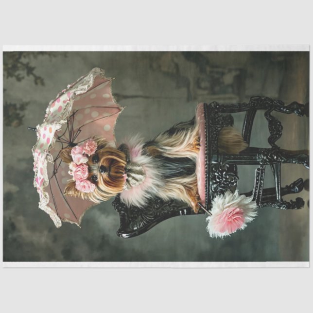 French Duchess Yorkshire Terrier Decoupage Tissue Paper (Front)