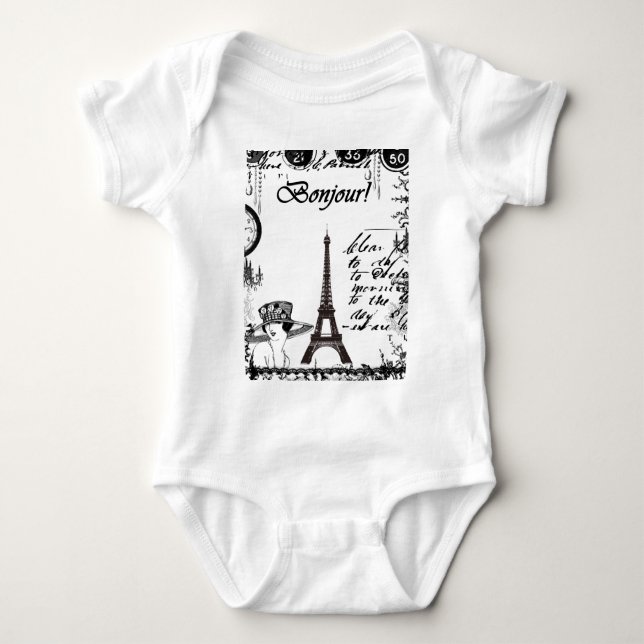 French Eiffel Tower Collage Baby Bodysuit (Front)