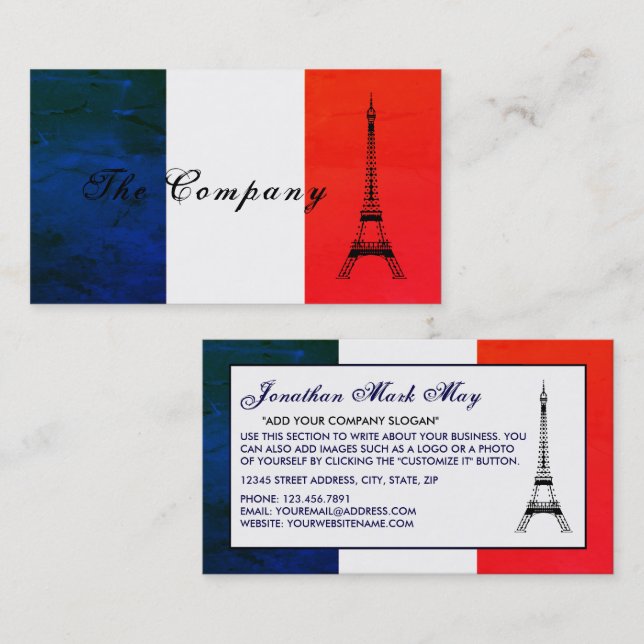 French Eiffel Tower Flag, France Business Card (Front/Back)