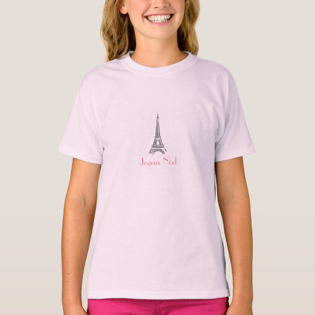 French Eiffel Tower Paris Christmas T-Shirt (Front)