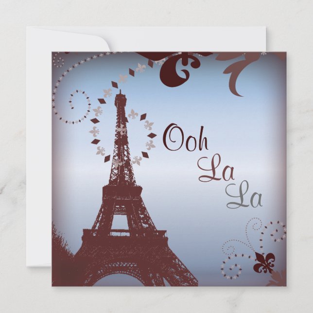 French eiffel tower vintage paris bridal shower invitation (Front)