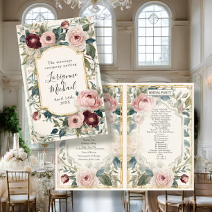 French Elegant Floral Pink Gold Wedding Ceremony