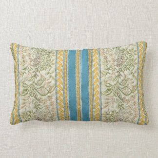 French Embroidered Flower Fabric Look Lumbar Cushion