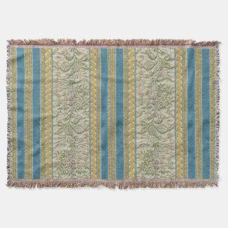 French Embroidered Flower Fabric Look Throw Blanket