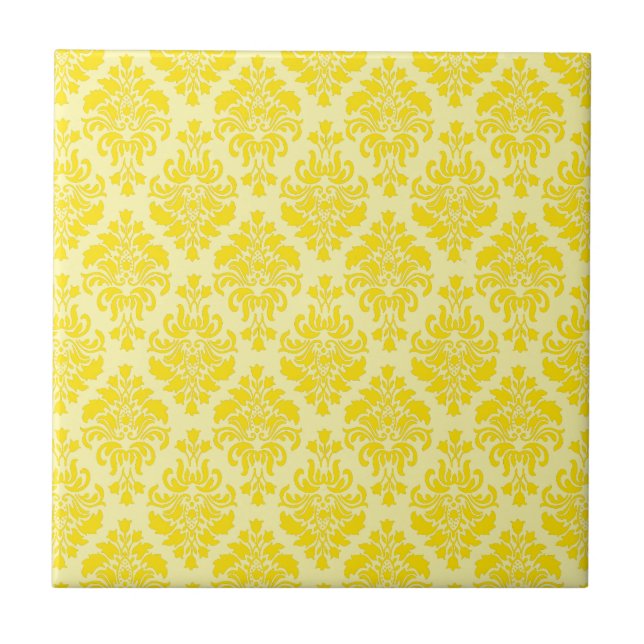 French Empire Damask in Yellow and Cream Tile (Front)