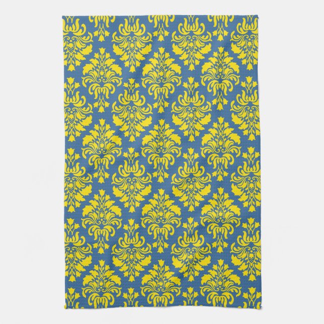 French Empire Damask Pattern #1 Tea Towel (Vertical)
