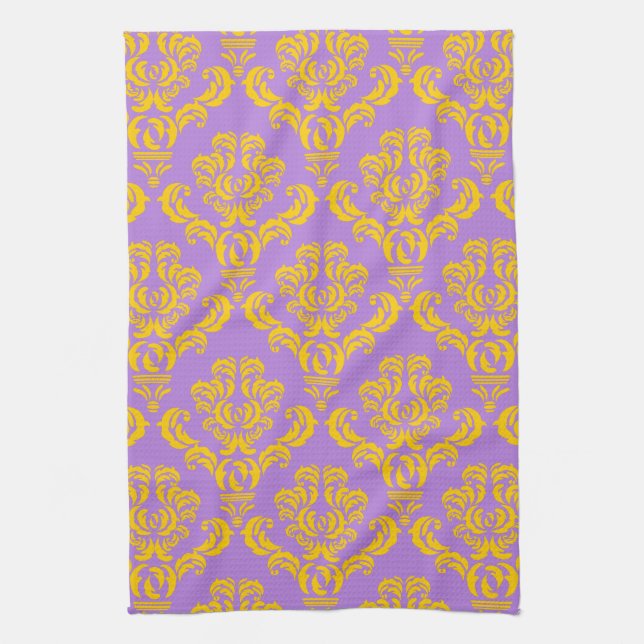 French Empire Damask Pattern #4 Tea Towel (Vertical)