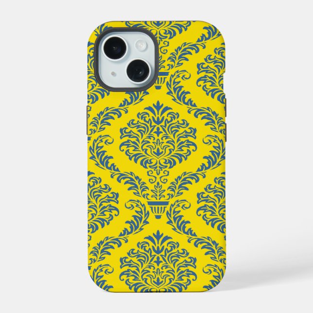 French Empire Damask Pattern #5 iPhone 15 Case (Back)