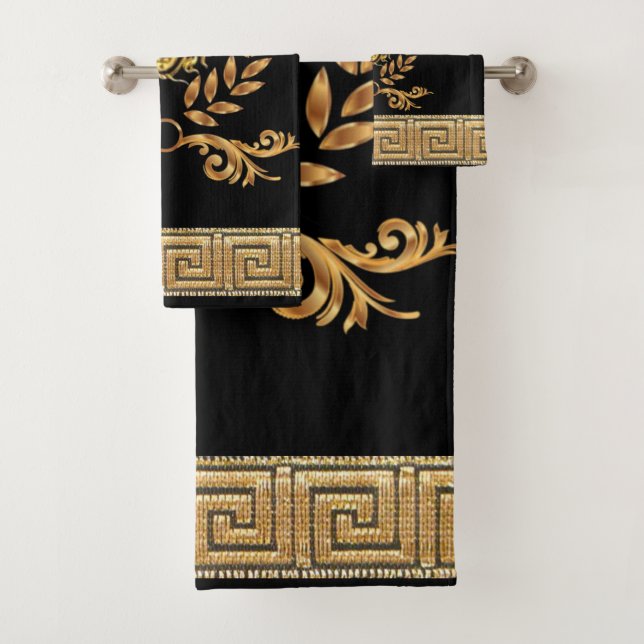 French Empire Golden Medusa Laurel Wreath Bath Towel Set (Insitu)