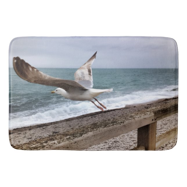 French Etretat seagull Bath Mat (Front)