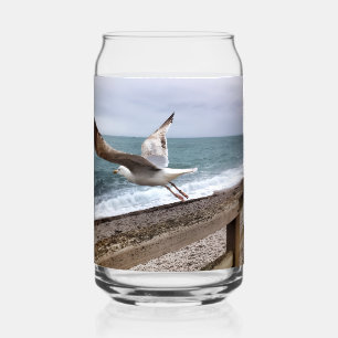 French Etretat seagull Can Glass