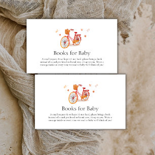 French Fall Leaves Bicycle Books For Baby shower Enclosure Card