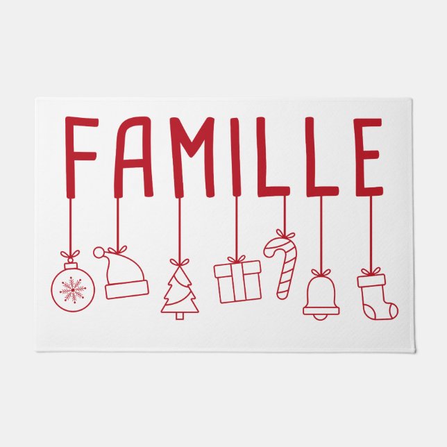 French Famille - Matching Family Christmas     Doormat (Front)