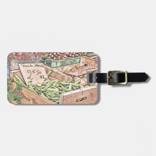 French Farmers Market Luggage Tag (Front Horizontal)