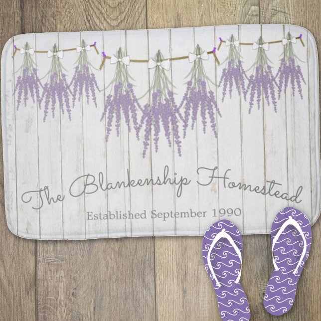 French Farmhouse Lavender Bundles White Bow Bath Mat (Creator Uploaded)