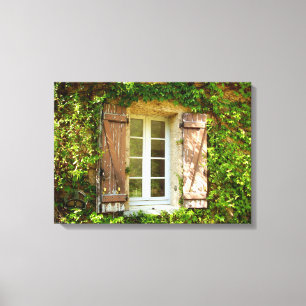 French Farmhouse Window & Shutters Canvas Print