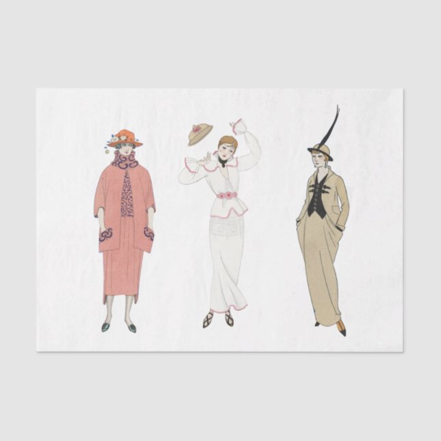 French Fashion Ladies Art Deco Decoupage Scraps II Tissue Paper (Front)