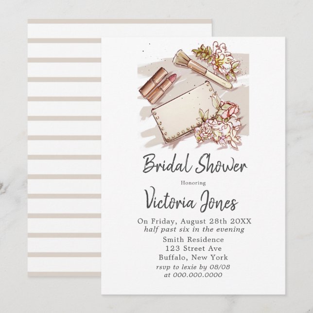 French Fashion Rose Gold Bridal Shower Invitation (Front/Back)