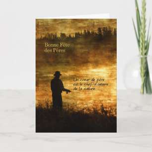 French Father's Day Fisherman Sunrise Pond Card