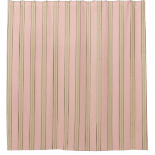 French Feed Sack gold stripe on pink Shower Curtain