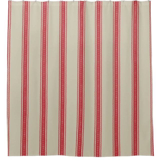 French Feed Sack Stripe Style Shower Curtain (Front)