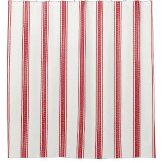 French Feed Sack Stripe Style Shower Curtain