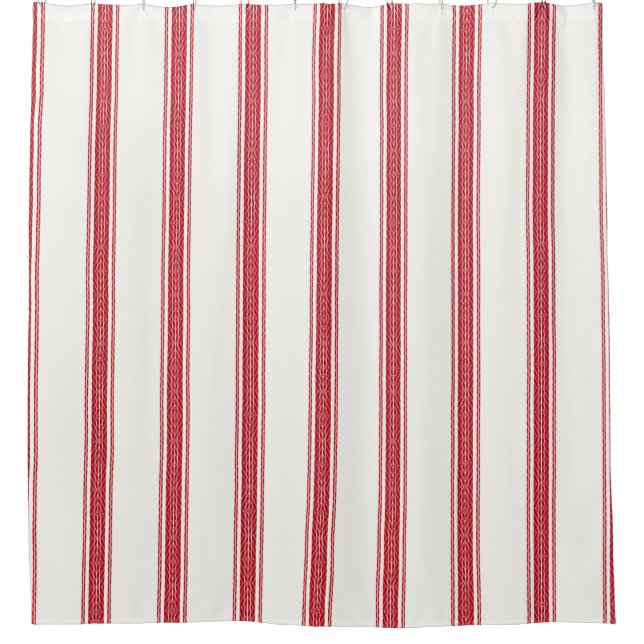 French Feed Sack Stripe Style Shower Curtain (Front)