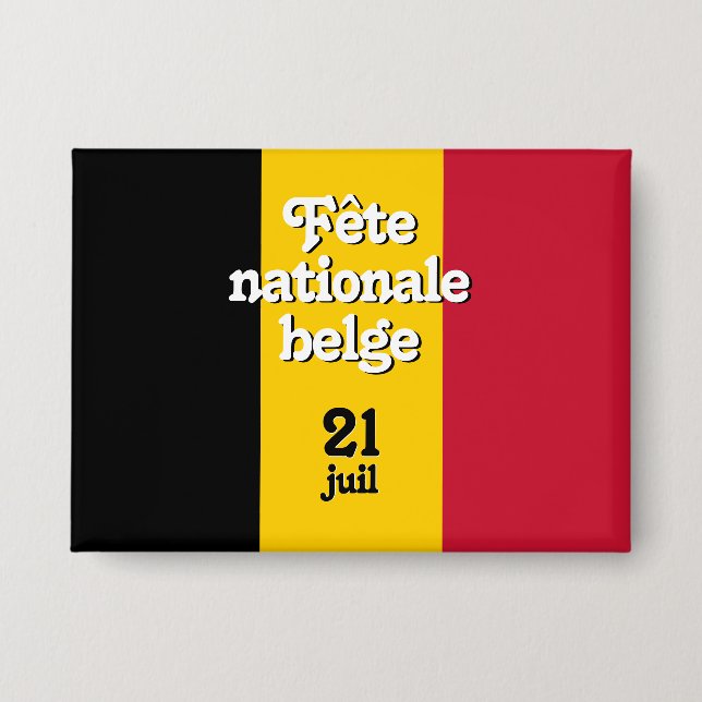 French Fête nationale belge Belgian Flag (Front)