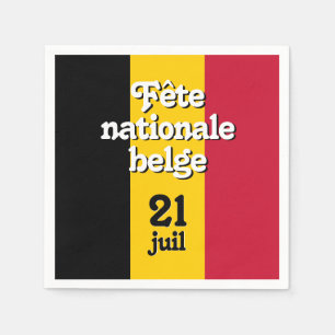 French Fête nationale belge Belgian Flag Napkin