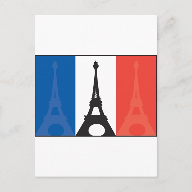 French Flag and Eiffel Tower Postcard (Front)