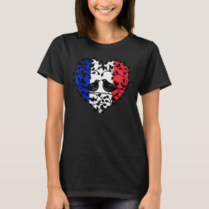 French Flag Bastille Day 2 Little Birds Love Heart T-Shirt